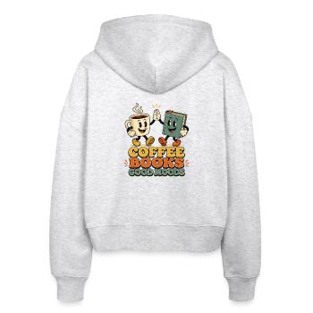Coffee Books Good Moods Retro Leseratte - Stanley/Stella Boxy Frauen Bio Zip Hoodie Ida - Weiß meliert - Hinten - AI Model Female 172 dark (172cm)
