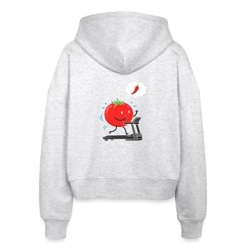 Tomate auf Laufband - Stanley/Stella Boxy Frauen Bio Zip Hoodie Ida - Weiß meliert - Hinten - AI Model Female 172 dark (172cm)