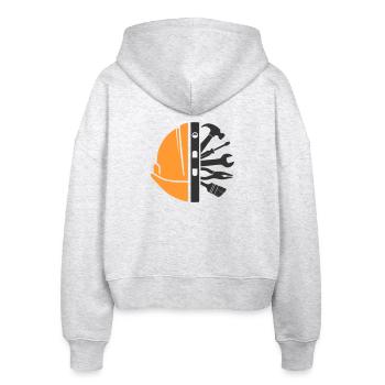 Bauhelm & Werkzeug – Handwerker Logo - Stanley/Stella Boxy Frauen Bio Zip Hoodie Ida - Weiß meliert - Hinten - AI Model Female 172 dark (172cm)
