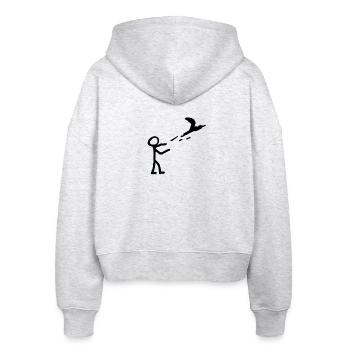 Fliegen lassen - Stanley/Stella Boxy Frauen Bio Zip Hoodie Ida - Weiß meliert - Hinten - AI Model Female 172 dark (172cm)