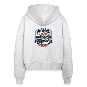 Frauen beherrschen die Welt - Stanley/Stella Boxy Frauen Bio Zip Hoodie Ida - Weiß meliert - Hinten - AI Model Female 172 dark (172cm)
