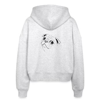 Pug drawing - Stanley/Stella Boxy Women’s Organic Zip Hoodie Ida - heather white - Back - AI Model Female 172 dark (172cm)