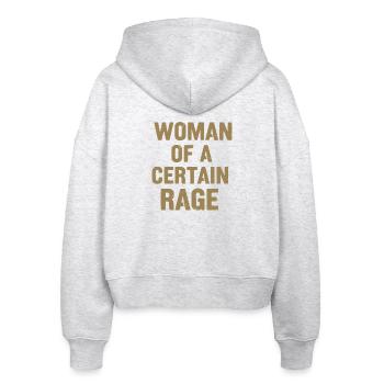 Frau mit bestem Zorn - Stanley/Stella Boxy Frauen Bio Zip Hoodie Ida - Weiß meliert - Hinten - AI Model Female 172 dark (172cm)