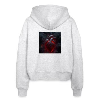 Cyberpunk Heart – Mechanical Biomechanics - Stanley/Stella Boxy Women’s Organic Zip Hoodie Ida - heather white - Back - AI Model Female 172 dark (172cm)