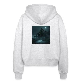Die dunkle Wassermühle – Das Geheimnis der Welt der Phantome - Stanley/Stella Boxy Frauen Bio Zip Hoodie Ida - Weiß meliert - Hinten - AI Model Female 172 dark (172cm)