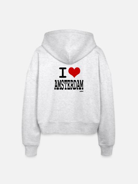 i love amsterdam - Stanley/Stella Boxy Frauen Bio Zip Hoodie Ida - Weiß meliert