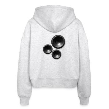 speaker lautsprecher - Stanley/Stella Boxy Frauen Bio Zip Hoodie Ida - Weiß meliert - Hinten - AI Model Female 172 dark (172cm)