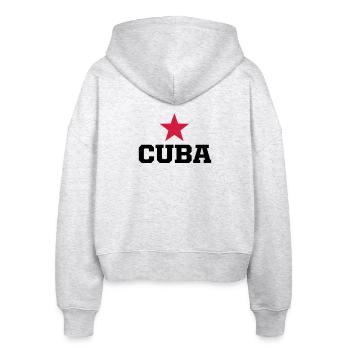 cuba revolucion - Stanley/Stella Boxy Women’s Organic Zip Hoodie Ida - heather white - Back - AI Model Female 172 dark (172cm)