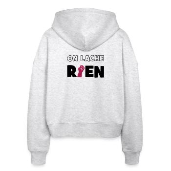 Wir verlieren nichts! - Stanley/Stella Boxy Frauen Bio Zip Hoodie Ida - Weiß meliert - Hinten - AI Model Female 172 dark (172cm)