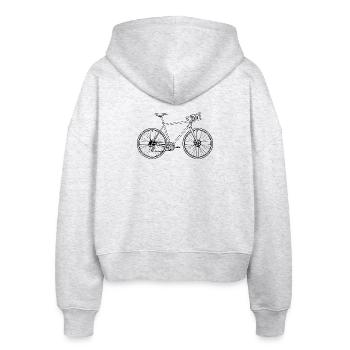 Road Bike Minimal Art Retro – Pure Speed - Stanley/Stella Boxy Women’s Organic Zip Hoodie Ida - heather white - Back - AI Model Female 172 dark (172cm)