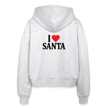 t-shirt I love Santa t-shirt gift idea - Stanley/Stella Boxy Women’s Organic Zip Hoodie Ida - heather white - Back - AI Model Female 172 dark (172cm)