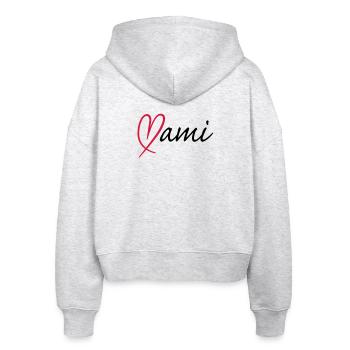 Mami Herz | Heart - Stanley/Stella Boxy Women’s Organic Zip Hoodie Ida - heather white - Back - AI Model Female 172 dark (172cm)