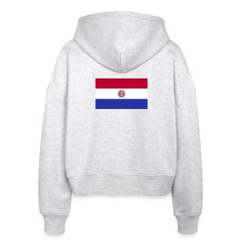 Paraguay National Flagge - Stanley/Stella Boxy Frauen Bio Zip Hoodie Ida - Weiß meliert - Hinten - AI Model Female 172 dark (172cm)