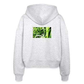 Morning grass - Stanley/Stella Boxy Women’s Organic Zip Hoodie Ida - heather white - Back - AI Model Female 172 dark (172cm)