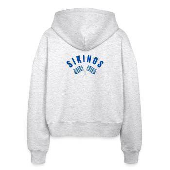 Sikinos Griechische Flaggen - Stanley/Stella Boxy Frauen Bio Zip Hoodie Ida - Weiß meliert - Hinten - AI Model Female 172 dark (172cm)