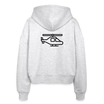Hubschrauber - Stanley/Stella Boxy Frauen Bio Zip Hoodie Ida - Weiß meliert - Hinten - AI Model Female 172 dark (172cm)