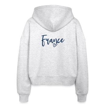 Frankreich Herz Frauenliebe Frankreich - Stanley/Stella Boxy Frauen Bio Zip Hoodie Ida - Weiß meliert - Hinten - AI Model Female 172 dark (172cm)