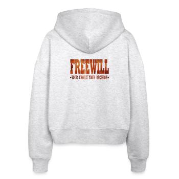 FreeWill - Stanley/Stella Boxy Women’s Organic Zip Hoodie Ida - heather white - Back - AI Model Female 172 dark (172cm)