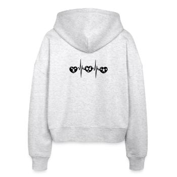 Krafttraining, gesunde Ernährung, Cardio - Stanley/Stella Boxy Frauen Bio Zip Hoodie Ida - Weiß meliert - Hinten - AI Model Female 172 dark (172cm)