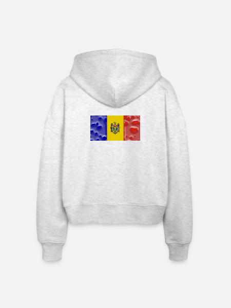 Moldawien - Stanley/Stella Boxy Frauen Bio Zip Hoodie Ida - Weiß meliert