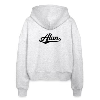 Alans Name erst-letzte Familie - Stanley/Stella Boxy Frauen Bio Zip Hoodie Ida - Weiß meliert - Hinten - AI Model Female 172 dark (172cm)