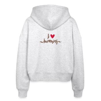 schwimmen - Stanley/Stella Boxy Frauen Bio Zip Hoodie Ida - Weiß meliert - Hinten - AI Model Female 172 dark (172cm)