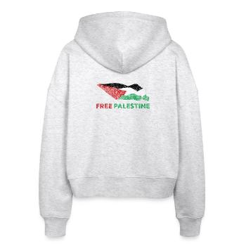 Palestine libre - Veste à capuche bio Ida Stanley/Stella Femme - blanc chiné - Dos - AI Model Female 172 dark (172cm)