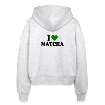 J’adore le matcha - Veste à capuche bio Ida Stanley/Stella Femme - blanc chiné - Dos - AI Model Female 172 dark (172cm)