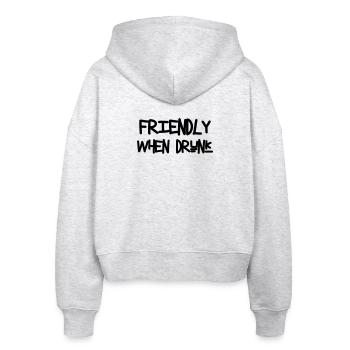 Friendly When Drunk - Alcohol - Stanley/Stella Boxy Women’s Organic Zip Hoodie Ida - heather white - Back - AI Model Female 172 dark (172cm)