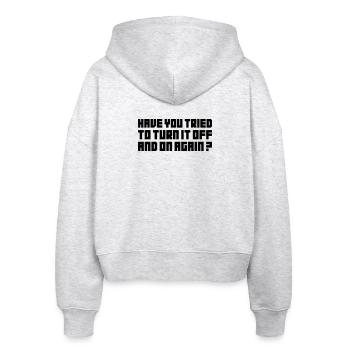 Turn it off and on again - Stanley/Stella Boxy Women’s Organic Zip Hoodie Ida - heather white - Back - AI Model Female 172 dark (172cm)