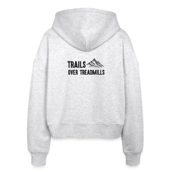 Trailrunning - Trails über Laufbänder - Stanley/Stella Boxy Frauen Bio Zip Hoodie Ida - Weiß meliert - Hinten - AI Model Female 172 dark (172cm)