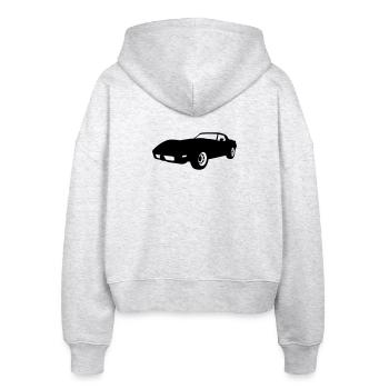 US Classic Car - Stanley/Stella Boxy Frauen Bio Zip Hoodie Ida - Weiß meliert - Hinten - AI Model Female 172 dark (172cm)