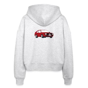Retro Sportwagen Design - Stanley/Stella Boxy Frauen Bio Zip Hoodie Ida - Weiß meliert - Hinten - AI Model Female 172 dark (172cm)