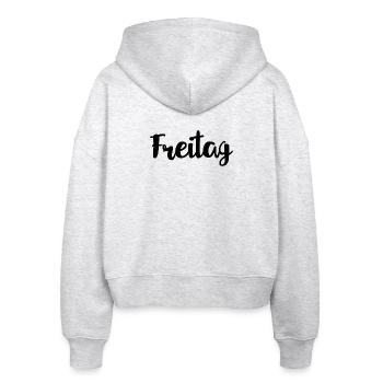 Freitag Wochentag Woche - Stanley/Stella Boxy Frauen Bio Zip Hoodie Ida - Weiß meliert - Hinten - AI Model Female 172 dark (172cm)