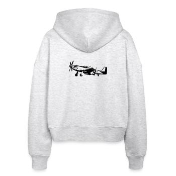 P-51 - Stanley/Stella Boxy Frauen Bio Zip Hoodie Ida - Weiß meliert - Hinten - AI Model Female 172 dark (172cm)