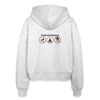 Saison des festivals – Camping & Conception humoristique pour les fêtes - Veste à capuche bio Ida Stanley/Stella Femme - blanc chiné - Dos - AI Model Female 172 dark (172cm)