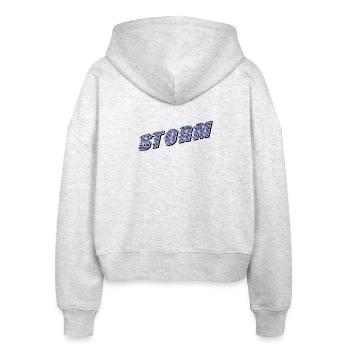 STORM Claim | Sturm Schriftzug - Stanley/Stella Boxy Frauen Bio Zip Hoodie Ida - Weiß meliert - Hinten - AI Model Female 172 dark (172cm)
