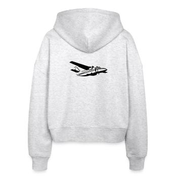 L-410 - Stanley/Stella Boxy Frauen Bio Zip Hoodie Ida - Weiß meliert - Hinten - AI Model Female 172 dark (172cm)