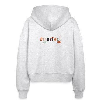 Dienstag Wochentag - Stanley/Stella Boxy Frauen Bio Zip Hoodie Ida - Weiß meliert - Hinten - AI Model Female 172 dark (172cm)