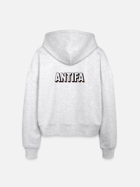 Antifa - Antifascist Merch - Stanley/Stella Boxy Frauen Bio Zip Hoodie Ida - Weiß meliert
