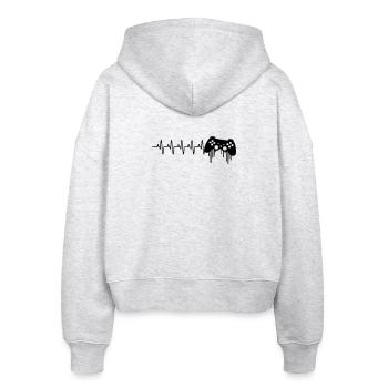 Herzschlag gaming kontroller - Stanley/Stella Boxy Frauen Bio Zip Hoodie Ida - Weiß meliert - Hinten - AI Model Female 172 dark (172cm)