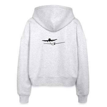Schleppzug - Stanley/Stella Boxy Frauen Bio Zip Hoodie Ida - Weiß meliert - Hinten - AI Model Female 172 dark (172cm)