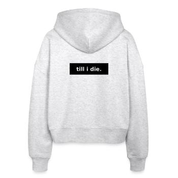 till i die - Stanley/Stella Boxy Women’s Organic Zip Hoodie Ida - heather white - Back - AI Model Female 172 dark (172cm)