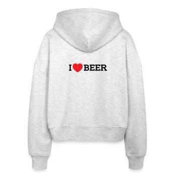 I love Beer (Farben änderbar) - Stanley/Stella Boxy Frauen Bio Zip Hoodie Ida - Weiß meliert - Hinten - AI Model Female 172 dark (172cm)