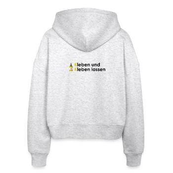 Kleben und Kleben lassen - Stanley/Stella Boxy Frauen Bio Zip Hoodie Ida - Weiß meliert - Hinten - AI Model Female 172 dark (172cm)