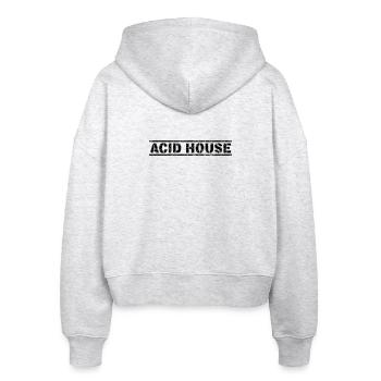 Acid House - Stanley/Stella Boxy Frauen Bio Zip Hoodie Ida - Weiß meliert - Hinten - AI Model Female 172 dark (172cm)