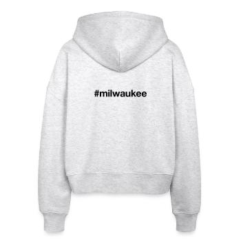 MILWAUKEE Hashtag Wisconsin - Stanley/Stella Boxy Frauen Bio Zip Hoodie Ida - Weiß meliert - Hinten - AI Model Female 172 dark (172cm)
