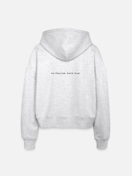 no fascism more love - Stanley/Stella Boxy Frauen Bio Zip Hoodie Ida - Weiß meliert