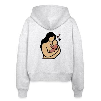 Mom Baby Hug Boho - Stanley/Stella Boxy Women’s Organic Zip Hoodie Ida - heather white - Back - AI Model Female 172 dark (172cm)
