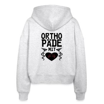 Orthopäde mit Herz Geschenk - Stanley/Stella Boxy Frauen Bio Zip Hoodie Ida - Weiß meliert - Hinten - AI Model Female 172 dark (172cm)